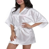 Luxplum Dame Sleepwear Slekani ogrtač Satin CartRobe Nightwoven Nighthowns Spa Pajama Haljina White S