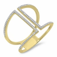 0. Carat 10k žuti zlatni okrugli bijeli dijamantski ženski geometrijski prsten ct