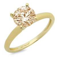 CT sjajan okrugli rez prozirni simulirani dijamant 18k žuti zlatni pasijans prsten sz 9.75