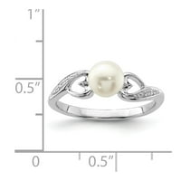 Bijeli sterling srebrni prsten biserni dijamant okrugli slatkovodni