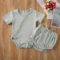Izhanske novorođene dječje djevojke dječake prugaste ručne vrhove Hlače hlače odijelo postavljaju odjeću zelena 3- mjeseci