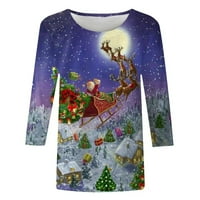 Božićni vrhovi za žene casual rukava Xmas stablo Grafički grafički krajevi majice Lagani pulover Dukseri