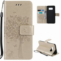 Galaxy s futrola za telefon, Case Galaxy S novčanik, Allytech [reljefna mačka i stablo] Ultra tanka
