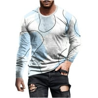 Muške majice za povremene majice za prevelike 3D liniju Digitalni print dugih rukava okrugli vrat Pulover