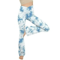 Ženske joge hlače Tummy Control Butt Lift Vježba za vježbanje Flare Hlače High čekaju vježbanje Stretch Tummy Control Yoga Hlače Blue XXL
