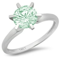 2CT okrugli rez zeleni simulirani dijamant 18k bijeli zlatni godišnjički angažman prsten veličine 5.75