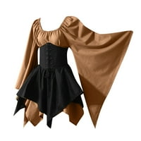 Renesansna haljina Žene Gothic Corset Halloween Kostimi Srednjovjekovne Flowy Flared rukave čipke Victorian