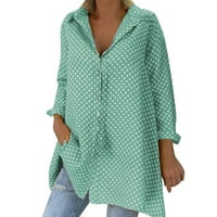 Ženski vrhovi ženske bluze s dugim rukavima, casual košulje u boji Henley ljeto zeleni 3xl