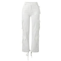 Ženske traperice široke noge ravne deminske teretne hlače casual pantalone sa džepom dugih škakljivih