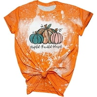 Žene Happy Falls Falls Leopard Pumpkin košulja Halloween Dan zahvalnosti Izbeljivane grafičke majice kratkih rukava