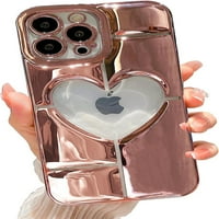 Kompatibilan sa iPhone Pro Clear Glitter Case, Slatka 3D dizajn Ljubav srčani uzorak BLING futrola za žene Djevojke meka TPU Shopoot Otporni na stražnju stražnju stražnju stranu