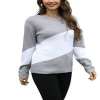LUMENTO DAMIES džemper spojili džemper vrhovi za vrat pletene džempere žene izgubljeni pulover ugodan