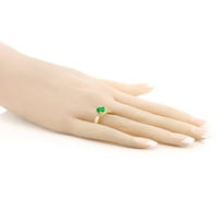 1. CT Okrugli zeleni simulirani smaragdni bijeli Topaz 18K žuti pozlaćeni srebrni prsten