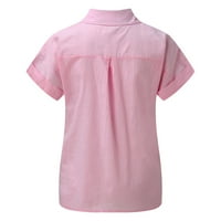 Ženski ljetni vrhovi obični bok lapeli majica dolje majica kratkih rukava Casual Labavi fit majice