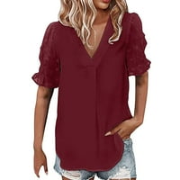 Ženska majica s kratkim rukavima V rect patchwork ispisana šifon ženske odjeće Streetwear Soft Cool