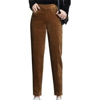 Livey ženske visoko sužene hlače elastične struke Corduroy pantalone sa džepom