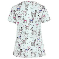 Ženski poslovni casual vrhovi V-izrez crtani print Tops Bluse Plain T majice za žene