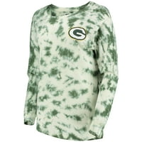 Žene New Era Green Green Bay Packers Tie-Dye majica s dugim rukavima