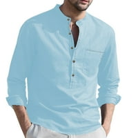 Muška majica Casual Spring Fall Solid Boja pamučna posteljina ovratnik plus veličine Ljetni vrhovi za