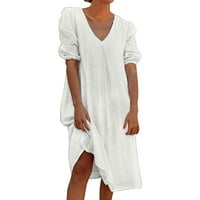 Haljina za žene Ljeto Ležerne prilike V-izrez Solidna boja Srednja haljina s mjehurićima