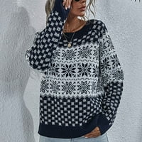 Voncos džemperi za žene - dugi rukav okrugli vrat casual na pulover za čišćenje ženski džemperi vrhovi mornaričke veličine m