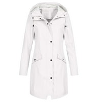 Homchy kaput Žene čvrste boje kišne jakne na otvorenom kapuljač na otvorenom, vodootporni dugi kaput