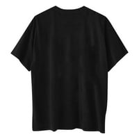 Huachen ženski dan zaljubljenih tiskanih šarenog tiskanog ramena s kratkih rukava majica, crna XL
