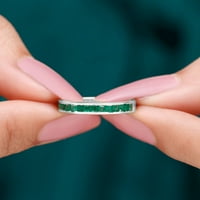 Princess Cut smaragdni poluvremeni prsten u obliku kanala, srebrna srebra, SAD 7.50