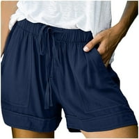 Unleife kratke hlače za žene Ženske plus veličine Comfy vučna povremena povremena elastična džepa u