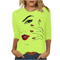 Ženska modna rukava ležerne majice tiskane vrhove i bluze padajuće majice zelena veličina xl