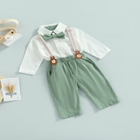 Qiylii Baby Boy majica ROMper + Hlače + luk + podesivi kaiševi, elastični struk gospodin stil proljeće