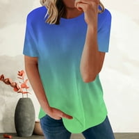 Ljetne košulje za žene gradijent boje tiska kratkih rukava majica s kratkim rukavima Comfy casual bluze