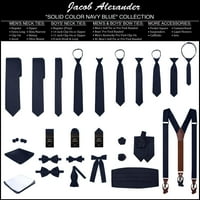 Set: Jacob Alexander muške čvrste boje Cravat Ascot kravata i manžete - mornarsko plavo