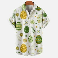 Zermoge Bluzes Majice za muškarce na čišćenju Prodaja Men Casual tipke Uskršnji ispis sa džepnim pauzicom