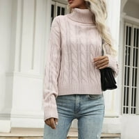 Anuirheih Turtleneck džemperi za žene modni casual labavi solid chunky topli kratkog stila pulover zimski