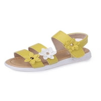 Zodanni Kids Haljina Sandal Strappy Sandale Open TOE Ljetne cipele Djevojke Princeze Cipele Djevojke Rimska čarobna traka Žuta 2Y