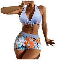 FOPP prodavač Ženska ploča za ispisane kupaćim kostima Split Boxer High Svjetlo kupaći kostim Dvodijelni