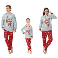 Porodica koja odgovara Božićne pidžame, jelena snježna pahuljica Ispis dugih rukava okrugli vrhovi vrata
