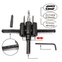 Toyella Luban Podesivi metalni krug za drvo rupa za bušenje bit Cutter Kit Diy Tool Black Legura Blade