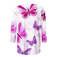 Ženska casual crewneck tunic vrhovi leptir s rukavima sprušene proljeće modni trendy dressy izlasci na majice