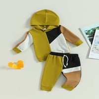 Toddler Baby Boys Set za odjeću kontrastne boje dugih rukava dukserica duge elastične hlače