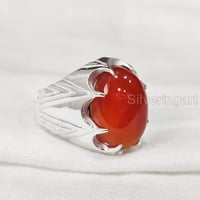 Crveni bombonski prsten, prirodni crveni nakit, decembar, srebrni nakit, srebrni prsten, rođendanski poklon, teški muški prsten, arapski dizajn, prsten od osmanskog stila, Ring, Turska mens ring