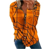 Žene pada modne žene Halloween Print Pulover Zip up bluza TOP Ležerne prilike sažetak na dugih rukava
