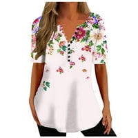 Žene ljetne majice Pamuk smiješni novost gradijent tiskani vrhovi casual bluza labava fit osnovne košulje