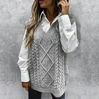 Vivianyo HD džemperi za žene odolijevanje plus veličina Ženska V-izrez Multicolor Pleted Solid džemper