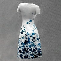 Ženska haljina Ljetna haljina cvjetni omot V izrez kratki rukav ženski pletene haljine tamne simne haljine čipke Flowy Smared midi haljine, nebo plavo & l