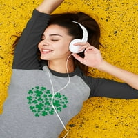 TStars Womens Irski zeleni lopati srca St. Patricks Dan Shamrock košulje Poklon za svoju irsku košulju Ponosni irski 3- Ženski rukav dres pauze