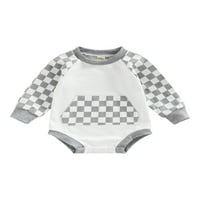 Calsunbaby novorođene djevojke s dugim rukavima začepljene dječake plairani patchwork casual bodysuit