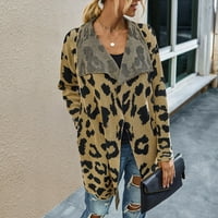 Cardigan za žene Modni labav leopard tisak srednje dužine šal džemper kardigan vrhovi kaki l