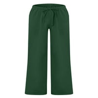 NOILLA MUŠKARCI Čvrsti pantalone Čvrsti pantalone za crtanje muški baggy lounge elastični struk dugačak tamno zeleni 3xl